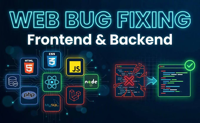 fix bugs in your node js PHP laravel react website