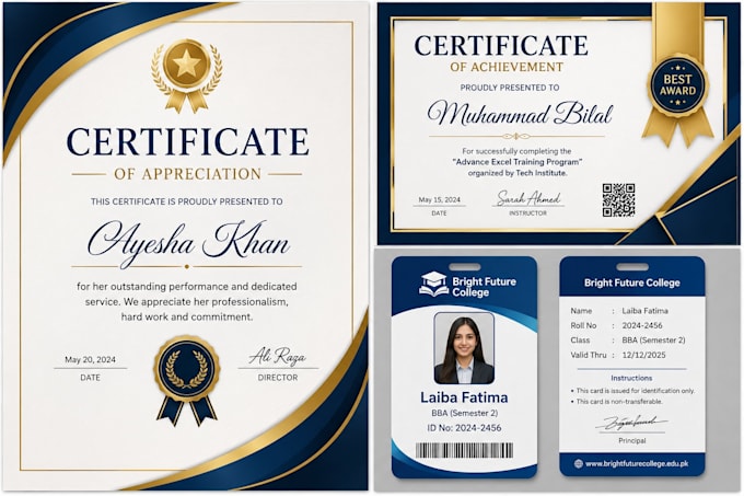 create professional certificates, id cards and editable templates