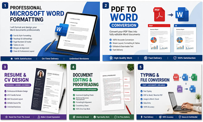 do ms word typing, formatting and document designing