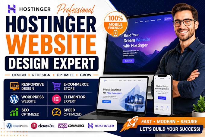 design hostinger website, godaddy website, wordpress website