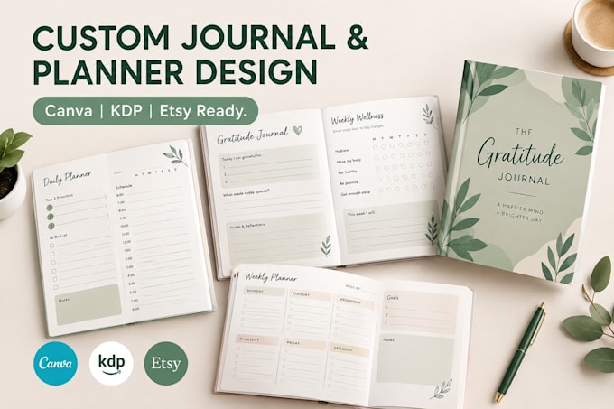 design canva journal, digital planner, workbook and kdp interior