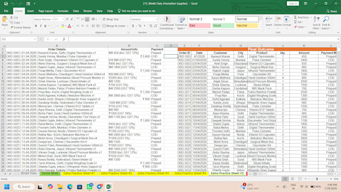 clean, format, entry and analyse excel data