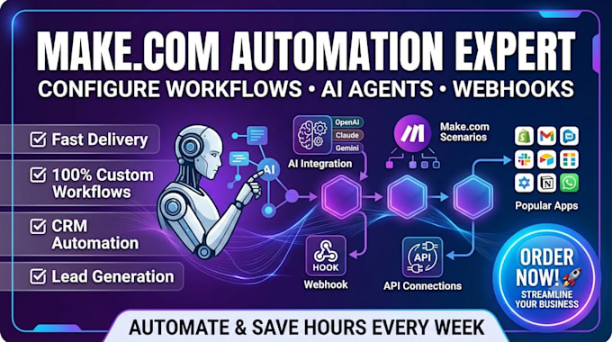 configure makecom workflow makecom automation with ai agents and webhook