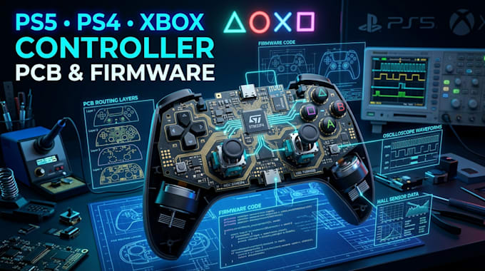 design ps5 ps4 xbox game controller pcb and embedded firmware