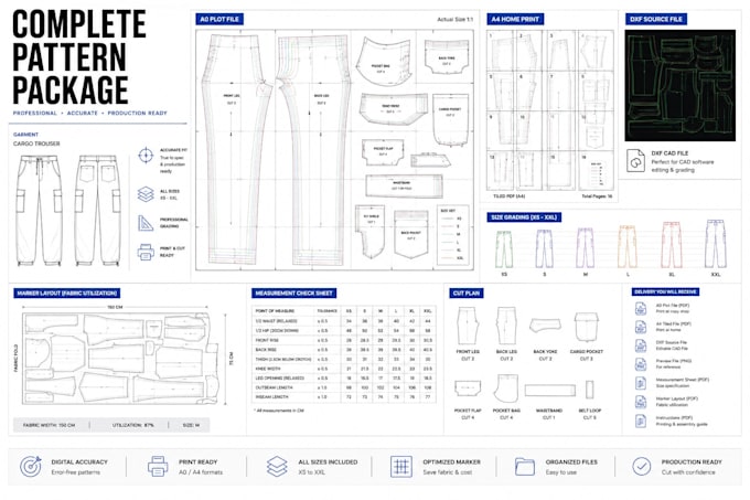 make digital sewing patterns and pattern grading for garments and clothing