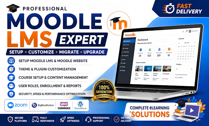 setup moodle lms moodle website moodle customization  elearning platform