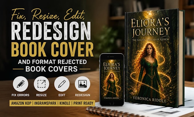 fix, resize, edit, redesign book cover and format rejected book covers