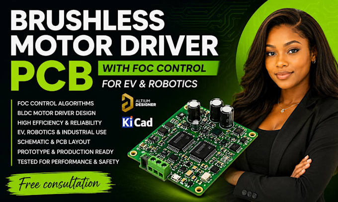 develop brushless motor driver pcb with foc control for ev and robotics
