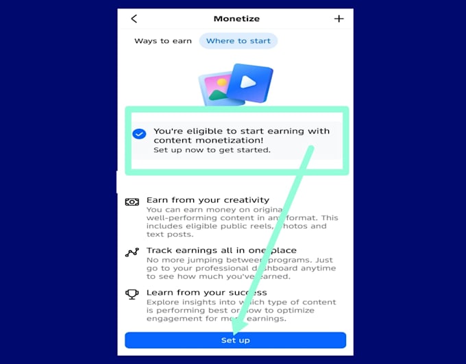 consultation you set up facebook monetization and content monetization features