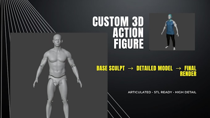 sculpt custom 3d action figure, statue, miniature, articulated figure