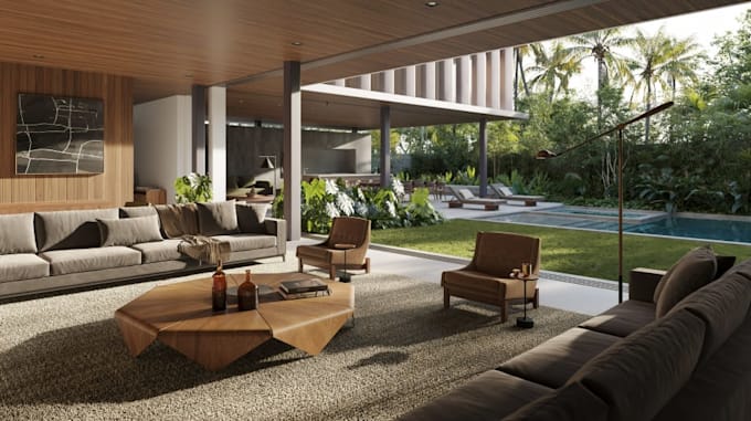 reconstruct 3d golf club house, celling lighting, interior lounge model, cgi