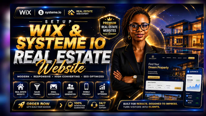 setup wix real estate website systeme io real estate website, systeme io website