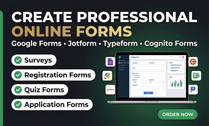 create online survey form using jotform, cognito, formstack, or formaloo
