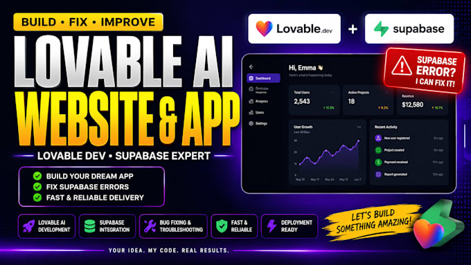 build or fix lovable ai website lovable dev lovable ai app supabase errors