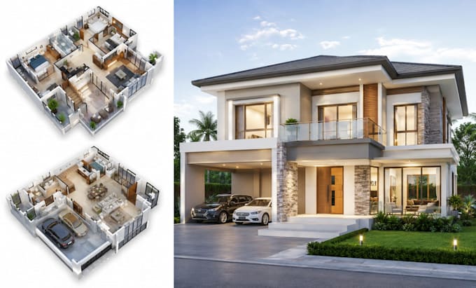photorealistic house rendering 3d floor plan to 3d render architectural design