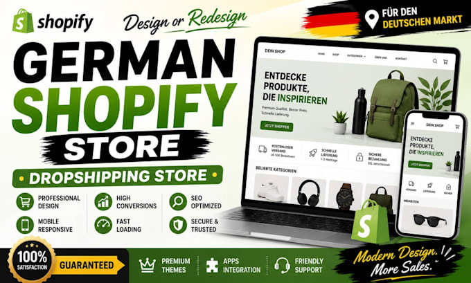 design or redesign professional german shopify store and dropshipping store