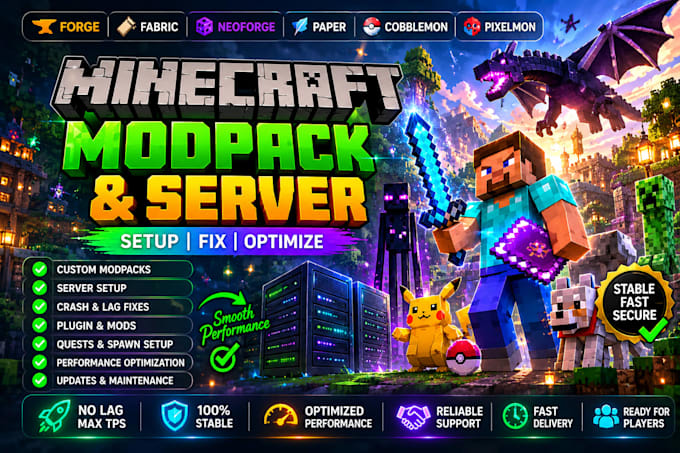 create fix optimize modpack minecraft forge cobblemon palworld server setup menu