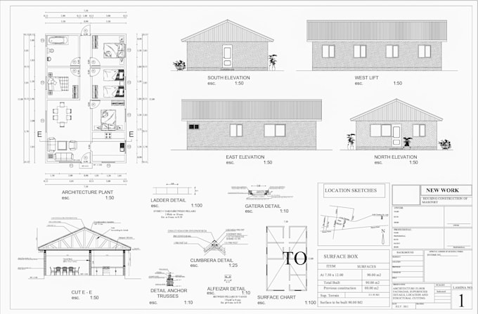 do autocad 2d architectural floor plan, house plan site plan drafting, blueprint