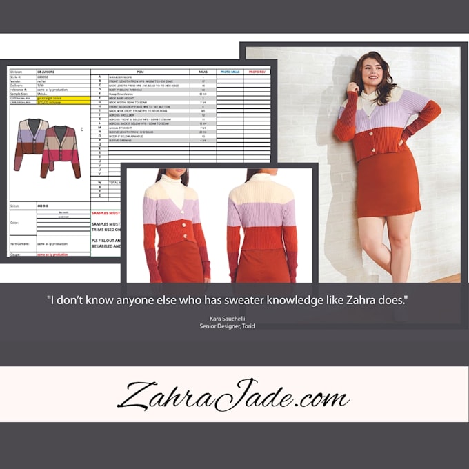 cad and create techpacks for sweaters