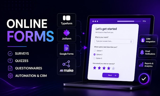 create online form survey typeform jotform googleform quiz questionaire make crm
