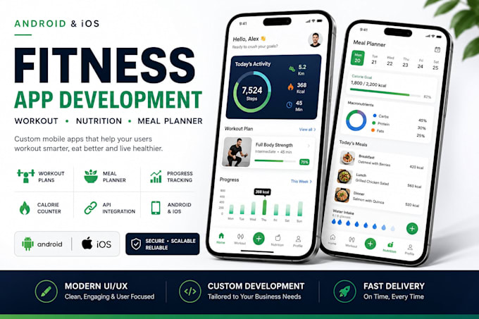 create fitness workout nutrition meal planner for android ios uiapp development