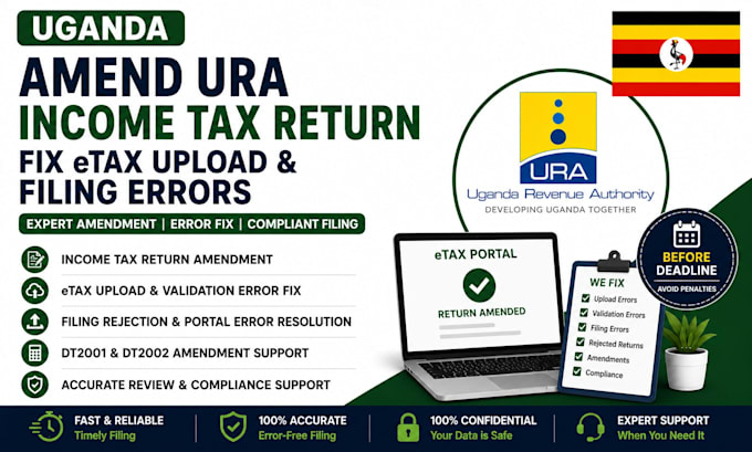 amend uganda ura income tax return fix etax upload validation filing errors