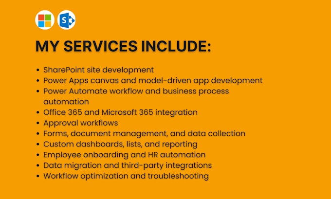 develop sharepoint, powerapps and power automate process, office 365