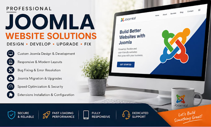 create a modern joomla website, upgrade migraton, fix bugs professionally