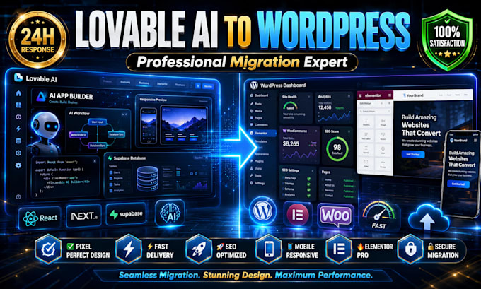 fix and migrate lovable ai or base44 website to wordpress professionally