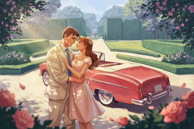 make romantic disney style couple portrait