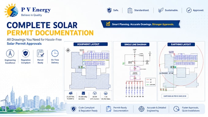 design solar permit plans for residential and commercial p v