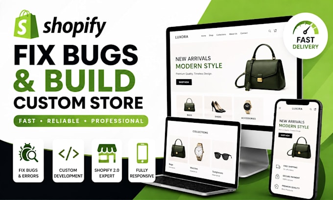 fix shopify theme bugs errors and build custom shopify store