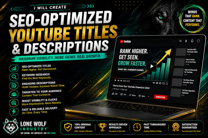 write SEO optimized youtube video titles and descriptions