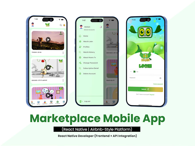 develop a react native mobile app for android and ios