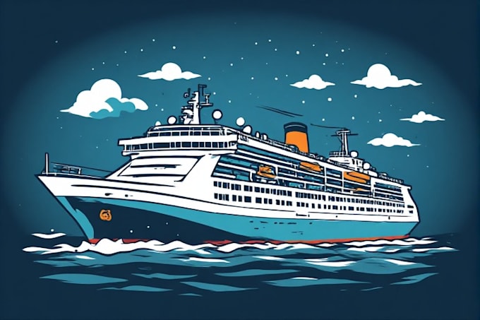 draw a detailed vector boat or ship