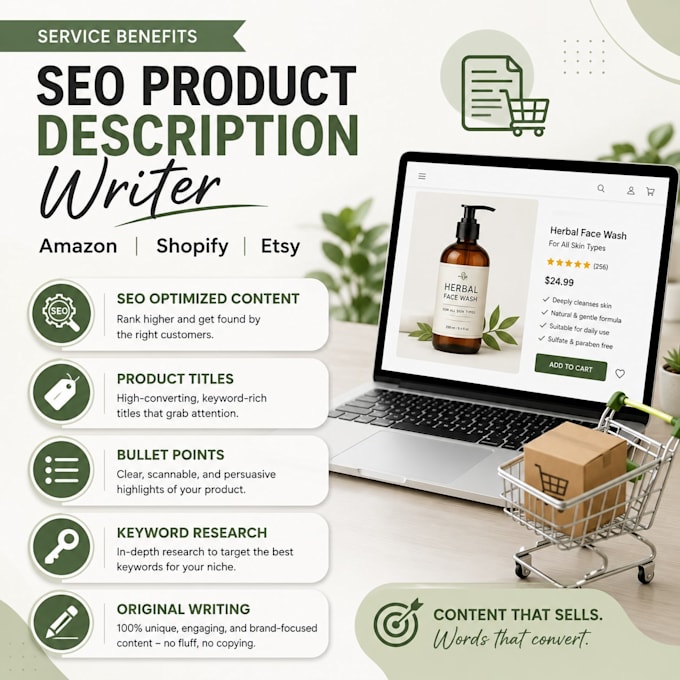 write SEO product descriptions that boost sales for shopify, amazon