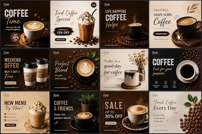 design coffee shop social media posts in canva