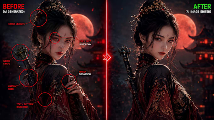 fix ai text, edit and enhance your realistic 3d ai art and remove its flaws