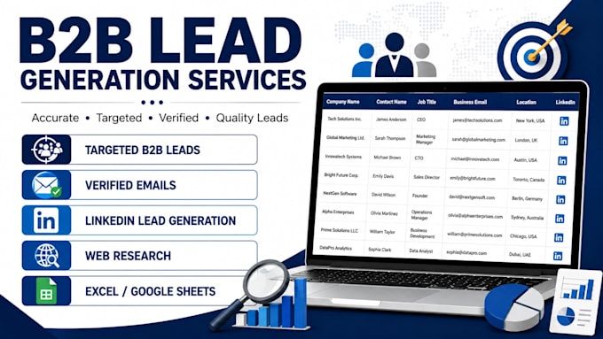 do b2b lead generation, web research, and email building