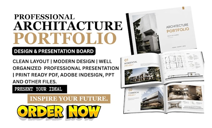 design a professional architecture portfolio and presentation board