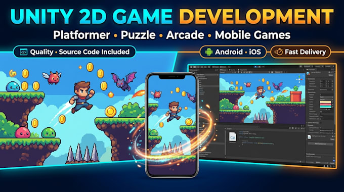 develop unity 2d game, platformer, puzzle, mobile game in unity