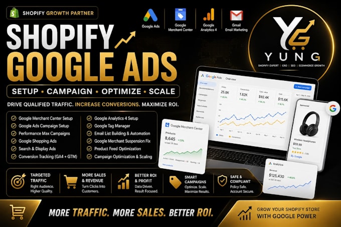 setup shopify google ads, merchant center and shopping ads