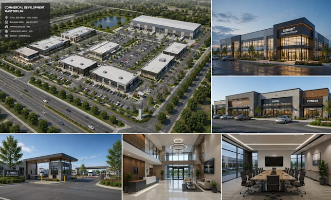 model 3d warehouse, factory masterplan with 3d renders  industrial building