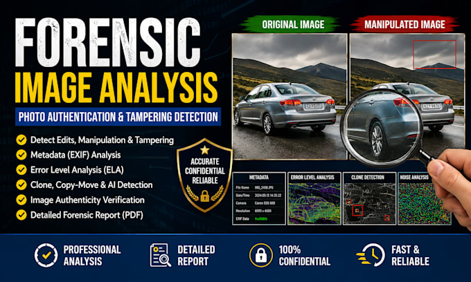 perform forensic image analysis, photo authentication tampering detection