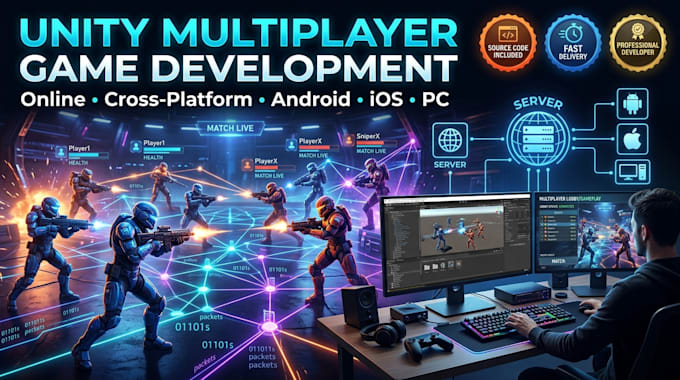create unity multiplayer game for android, ios, and PC