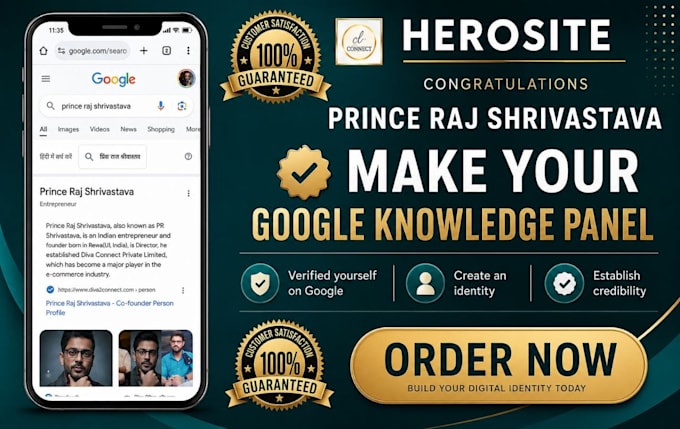 create standard google knowledge panel, knowledgepanel, for personal or brand