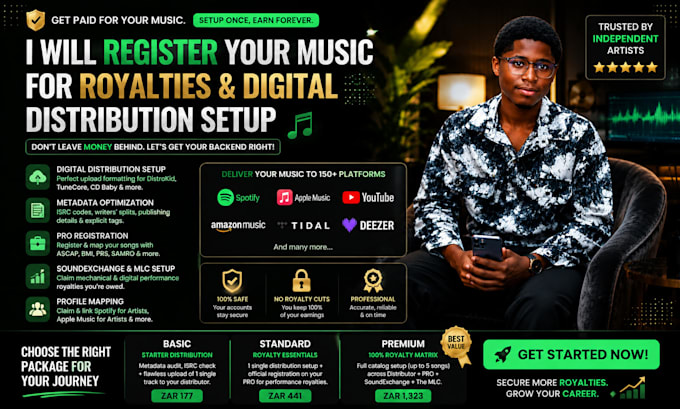 register your music for royalties and digital distribution setup, rich tribute