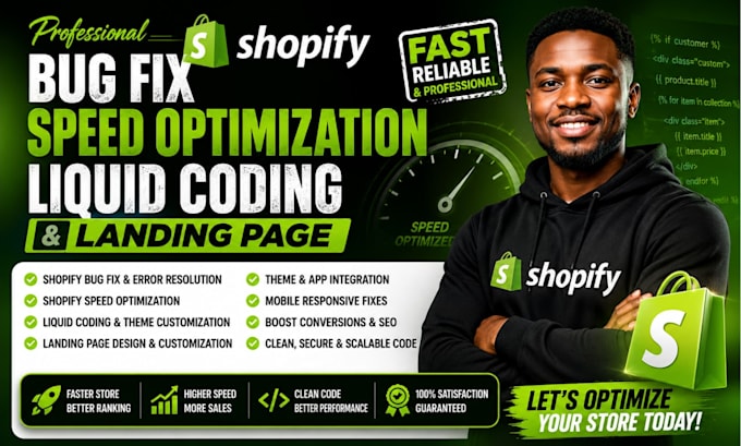 do shopify bug fix, shopify speed optimization, shopify liquid coding, landpage
