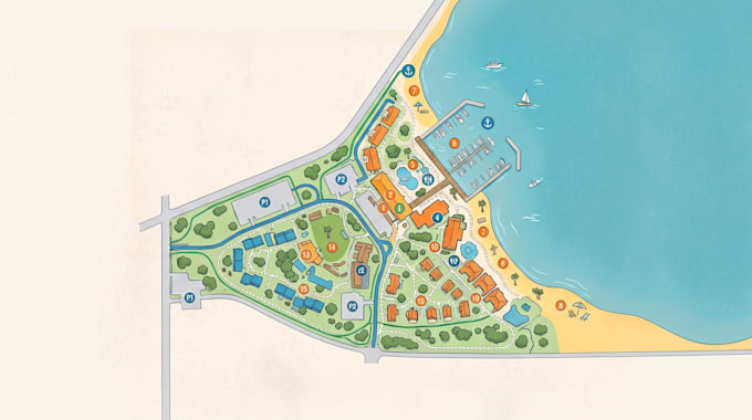 design wayfinding, navigation map,tourism, hospitality, recreation, property map