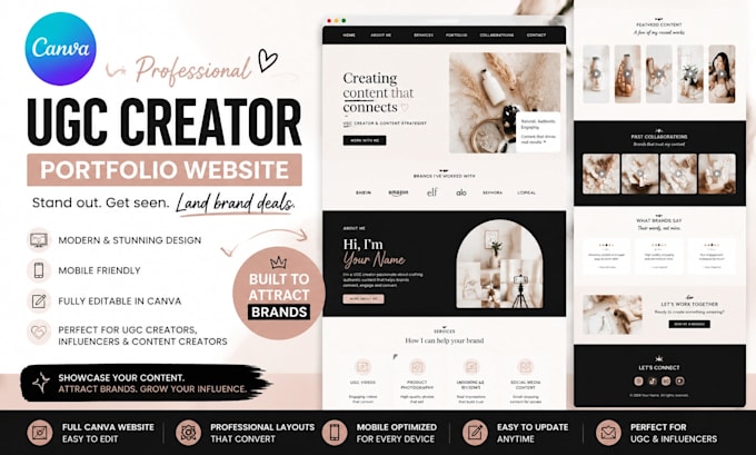 create canva ugc portfolio website for creators and influencers